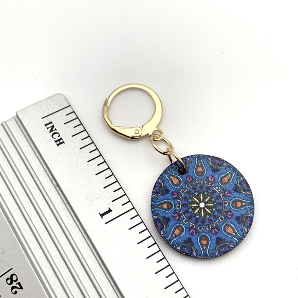 Wooden Mandela Boho Dangle Earrings - Picture 4 of 5